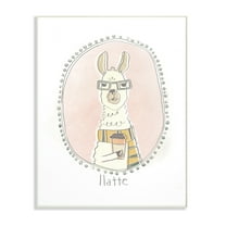 The Stupell Home Decor Collection Caffeinated Cutie Llatte Llama Funny Cartoon Coffee Wall Plaque Art, 10 x 0.5 x 15