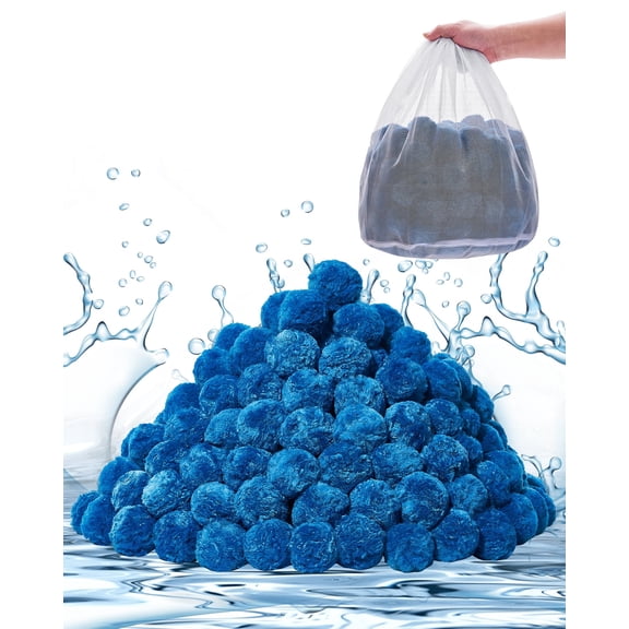 VEVOR Pool Filter Balls for Sand Filter, 3.1 lbs, Filter Balls Replace Pool Filter Sand, Reusable Blue Polyester Fiber Filter Media with Wash Bag, for Swimming Pool Aquarium Tank Above Ground Pool