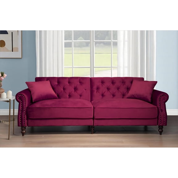 Legend Vansen 87.8 inchs Convertible Velvet Sofa Bed Sleeper Sofa Futon