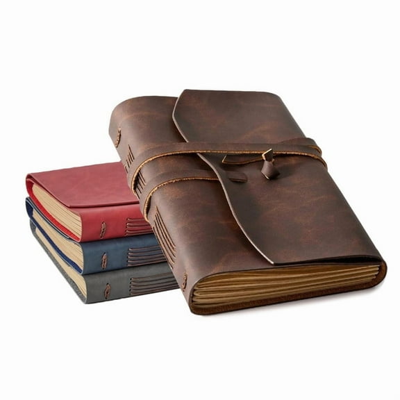 RILIHO Genuine Leather Journal 260 Pages - Christmas Gift for Women and Men, Notebook for Writing 5x7.1 Inches Vintage Journal,Travel Journal, Brown