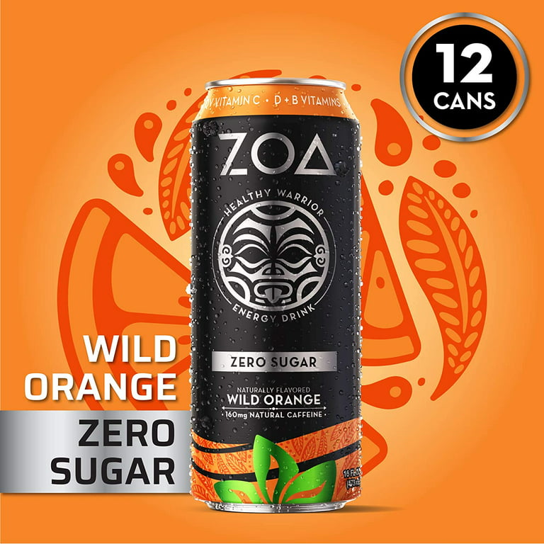 ZOA ENERGY 12/16oz CAN - ZERO WILD ORANGE 