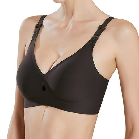 Quealent Nursing Bras for Breastfeeding  Seamless Ultra Comfort Maternity Bra  Natural Shape  Pregnancy Sleep Bralette (Black 38)