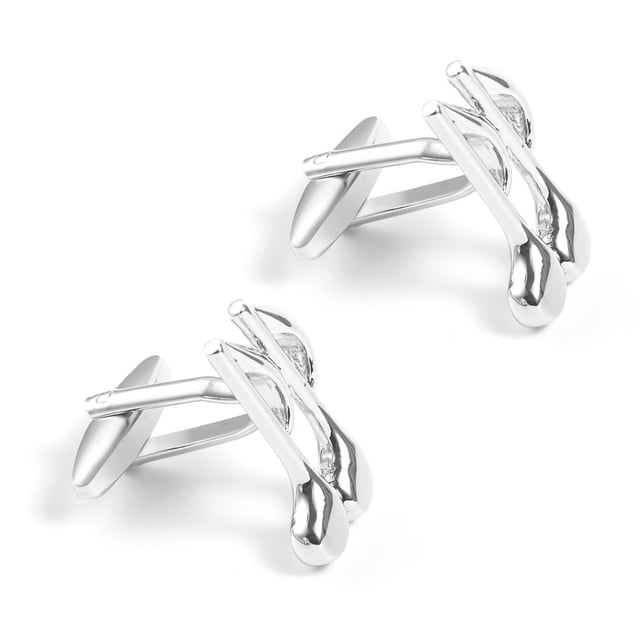 Gemelos de cobre con notas musicales chapados en plata, 11 g, para hombre