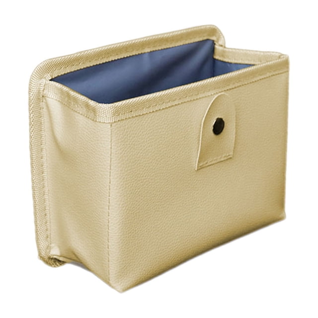 Beige Car Storage Bag Foldable Door Hanging Multifunctional Car Trash Can