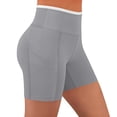 thumbnail image 2 of Kinrui Biker Shorts Women with Pockets - 3"High Waisted Workout Spandex Tummy Control Gym Running Yoga Shorts Gray 2XL, 2 of 4
