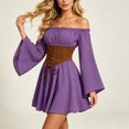 thumbnail image 7 of Women Dress Off Shoulder Renaissance Costume Corset Dresses Bell Sleeve for Fairy Goth Halloween Medieval Party, S, 7 of 7