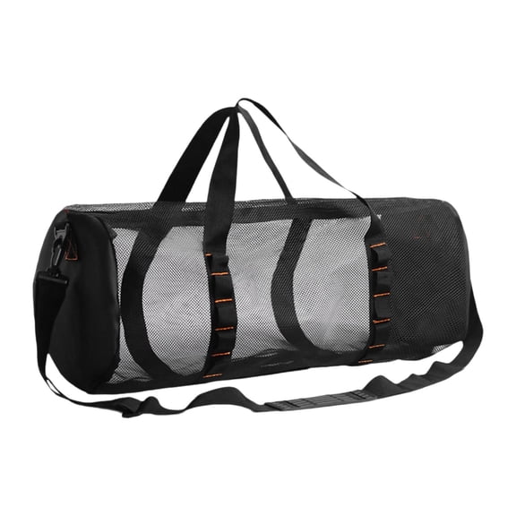 Wxqbjtam Mesh Duffle Bag Adjustable Detachable Shoulder Strap Dive Bags Multipurpose Tote Black