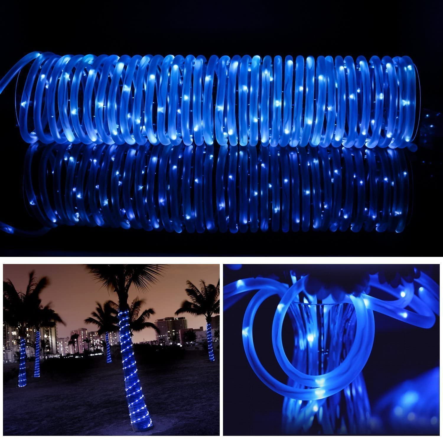 Solar Rope Lights Outdoor Waterproof ,23FT 50LED PVC Tube String Lights with 8 Modes for Garden,Yard, Path, Fence, Stairs, Backyard, Patio Decorative (Blue)