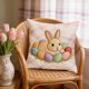 thumbnail image 4 of Fundas de almohada de Pascua | Fundas decorativas para cojines de sofá y cama | Fundas cuadradas de 45 x 45 cm | Decoración para el hogar: sala de estar, dormitorio, patio | Juego de 1, 4 of 6