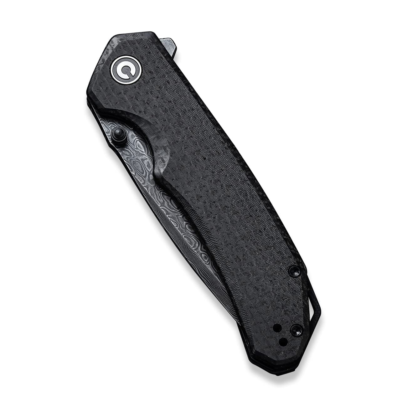 CIVIVI Brazen Pocket Knife with Clip Folding Knife 3.5 Inch Damascus Blade Black Micarta Handle C2023DS-1