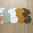 thumbnail image 2 of Algodón Casual verano recién nacido bebé niños niñas trajes traje acanalado de punto camisetas de manga corta Tops + Pantalones cortos 2 uds niños chándales Tan Jianjun unisex, 2 of 2