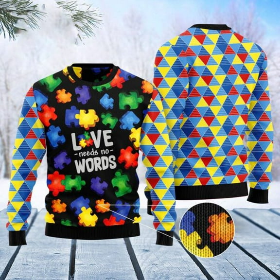 Autism Love Ugly Christmas Sweater, Christmas Sweater, Ugly Sweater, Funny Xmas Sweaters