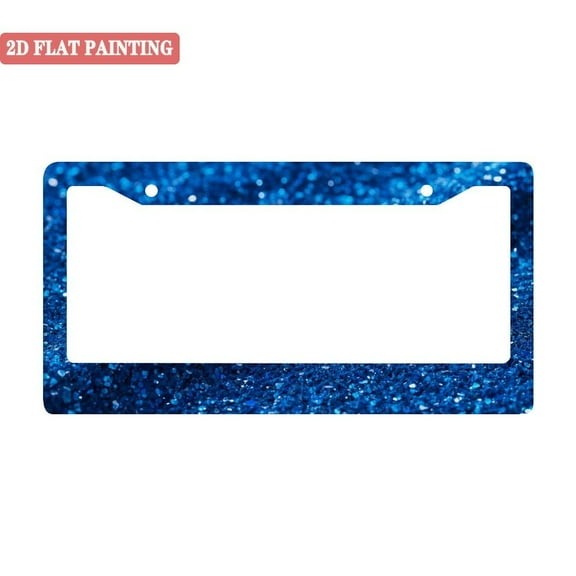 1Pack License Plate Frames with Blue Glitter Pattern Includes Screws & Caps Full Accessories Included Size 6.3x12.2inch(16x31cm)