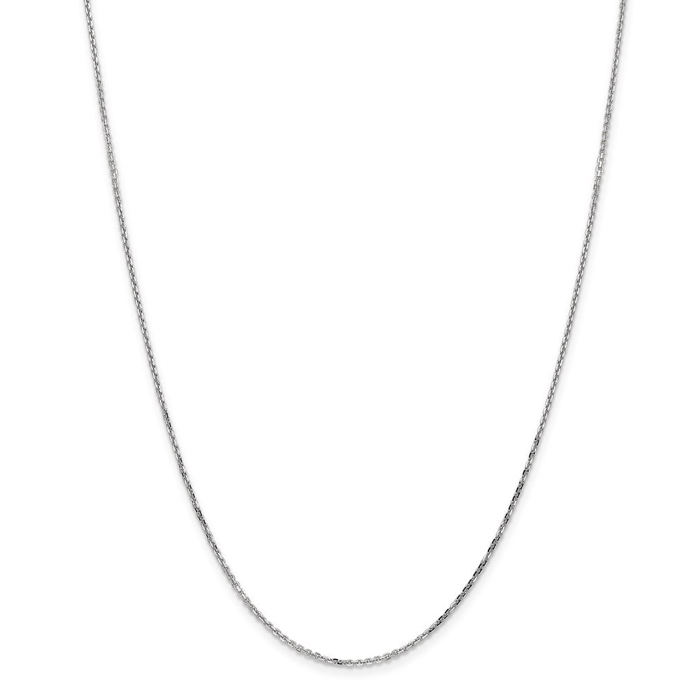 Real 14kt White Gold 1.4mm Diamond Cut Round Open Link Cable Chain; 10 inch; for Adults and Teens; for Women and Men