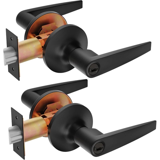 of Lever Keyed Entry Door Lever Handle Lock Universal Door Knob Hardware Nickel Brushed Color (MRCA)