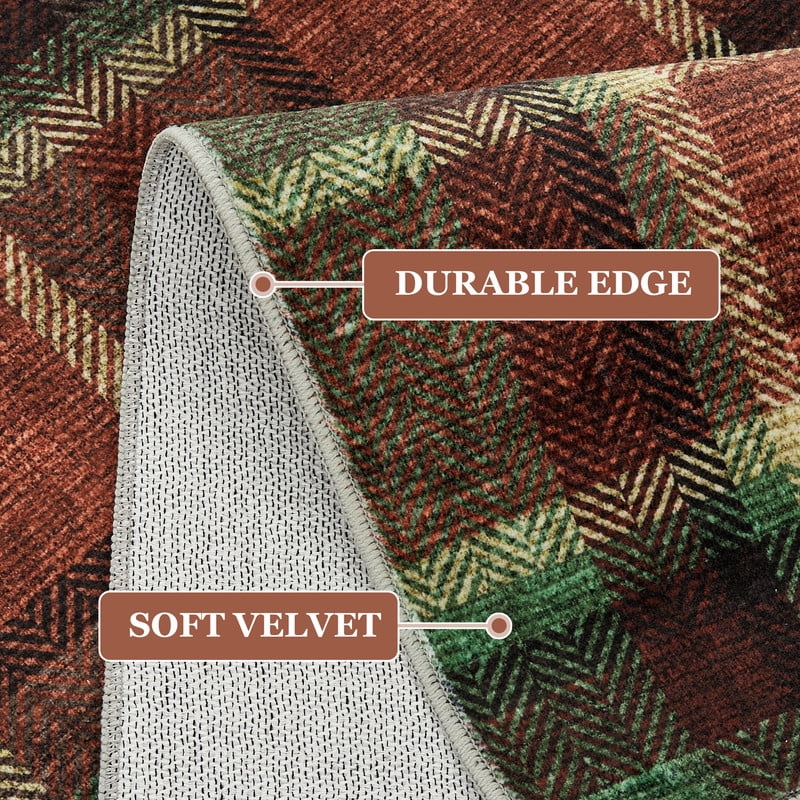 9'x12' Modern Washable Area Rugs for Living Room Tartan Ultra Soft Rug for Bedroom Farmhouse Non Slip Throw Rugs for Home Office