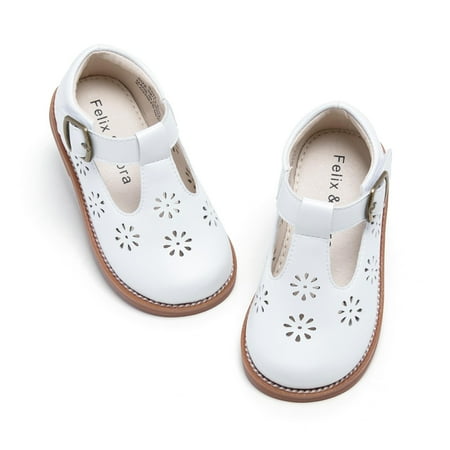 

Toddler Girl White Mary Jane Dress Shoes Size 7 - Little Girl Oxford Shoes for Easter Flower Girl Party School Shoes
