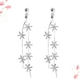 thumbnail image 3 of CIMAXIC Silver Glass Rhinestone Flower Ear Clips for Decor Comfortable Non Pierced Bridal Party Jewelry 1,4.33"X0.79"X0.39", 3 of 5