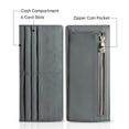 thumbnail image 5 of Slim Wallet for Women RFID Blocking Long Credit Card Holder Genuine Leather Wallets with Zipper Coin Pocket, 5 of 7