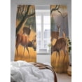 thumbnail image 3 of Fall Sheer Curtains 108 inches Long, Animal Retro Forest Brown Elk Oil Painting Light Filtering Sheer Window Curtains Rod Pocket Voile Drapes for Bedroom Living Room, 52"W x 108"L 2 Panels, 3 of 7