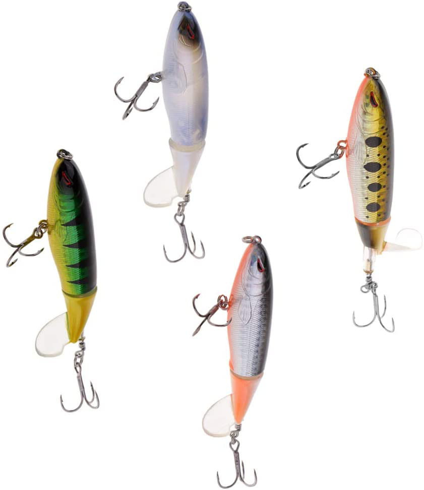 Fishing Lures 5 Large Hard Bait Minnow Lures with Treble Hook Life-Like Swimbait Fishing Bait 3D Fishing Eyes Popper Crankbait Vibe Sinking Freshwater Lure for Bass Pike Trout Walleye 