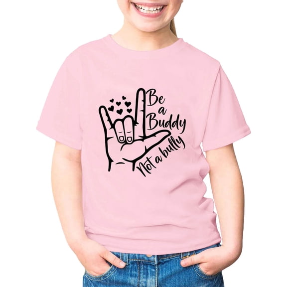 ibiyuan Girls Graphic Tees Size 10-12 Round Neck Short Sleeve Shirt for Girls Cute Print Basic Tee Loose Fit Kids Cotton Summer Top