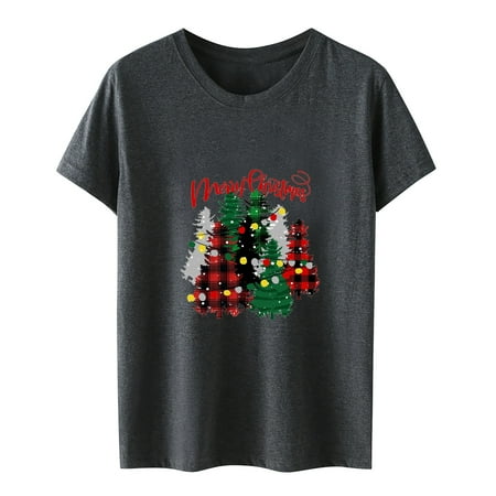 

Tops for Women Casual Spring Fashion Women Summer Half Sleeve Pullover Solid Color Casual Blouse Tops Round-Neck Short Sleeve Maternity Shirts Gray M