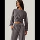thumbnail image 5 of Conjunto de Chándal de 2 Piezas para Mujer: Sudadera Corta con Parte Delantera y Pantalón Deportivo de Pierna . Conjunto de Estar por Casa. Gris L, 5 of 8