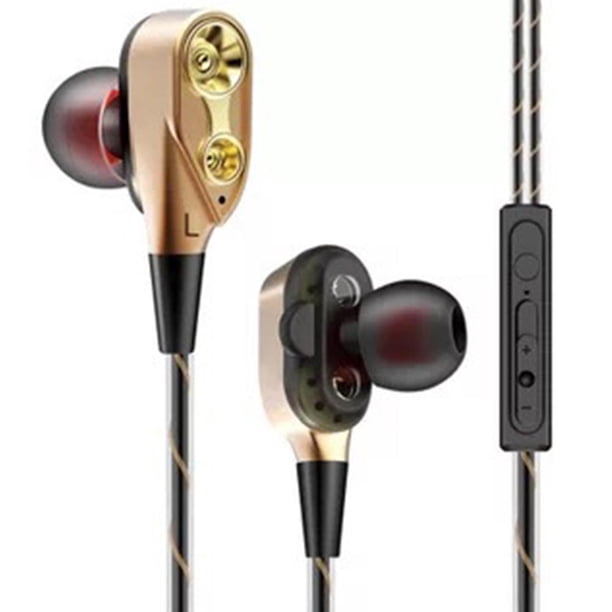Auriculares de música de 05 mm Auriculares intrauditivos con cable deportivos de graves profundos con micrófono dorado 3 piezas