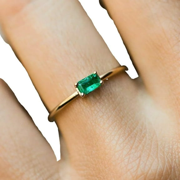 Natural Emerald Ring, AAA Emerald Gemstone Ring, May Birthstone, Fine Ring, Womens Ring, Gold Micron, 925 Sterling Silver, Cluster Tiny Ring, Dainty Minimalist Stacking jewelry, Christmas Gift Ring