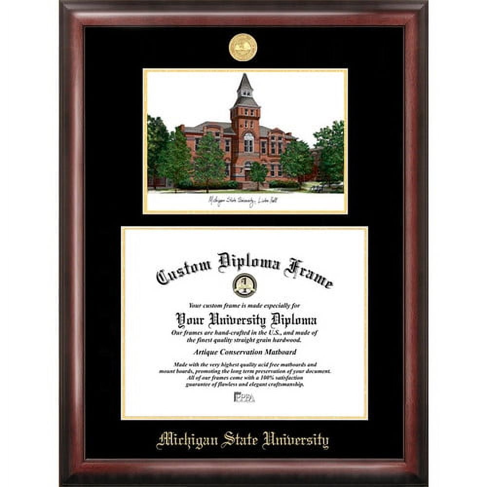 Southern Methodist University 8.5" x 11" Gold Embossed Diploma Frame with Campus Images Lithograph