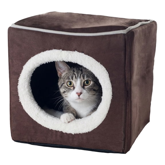 PETMAKER Cat House for Rabbits, Guinea Pigs, and Small Animals, Dark Brown