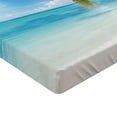 thumbnail image 2 of Ambesonne Beach Fitted Sheet, Tropical Seashore Palms, Full Size, Fern Green Sky Blue, 2 of 3