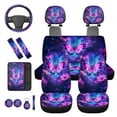 thumbnail image 6 of HUIACONG Purple Butterfly Car Seat Covers Full Set with Arm Rest Cover Seat Belt Covers Steering Wheel Cover Coasters Headrest Cover Keychain 14 Pcs Universal Fit Car Accessories for Women Interior, 6 of 8