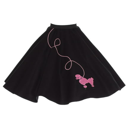 Adult Poodle Skirt - 50's POODLE SKIRT - M/L / Black w/Pink