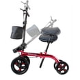 thumbnail image 6 of Tuffcare Smooth Seated Knee Scooter, Slow Propelled Steerable Mobility Knee Walker Crutches, Wheelchair Alternative with Dual Brakes, Fits Height of 5’2”-6’3” (Solid Rubber Tires, Candy Apple Red), 6 of 8