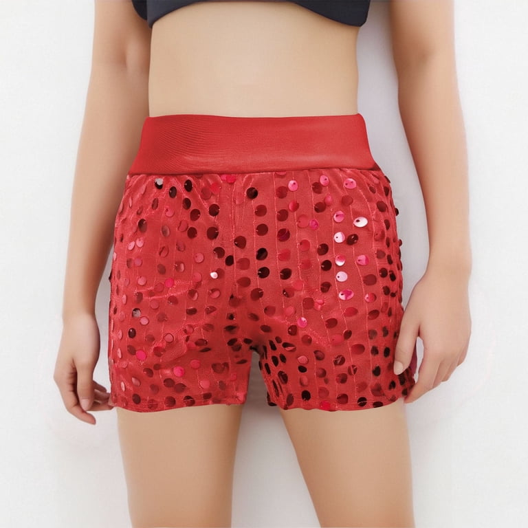JIUKE Girls Sequin Shorts Toddler Baby High Waist Sparkly Glitter