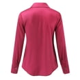 thumbnail image 3 of Vedolay Shirts for Women Plus Size 2023 Casual Chiffon Blouses 3/4 Sleeve Loose Tops Hot Pink,M, 3 of 5