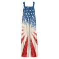 thumbnail image 6 of JULMCOMO 4th of July Jumpsuits for Women USA Flag Cotton Linen Red White Blue Overalls 250th Year Sleeveless Button Straps 1776 Jumpsuits with Pockets Dark Blue 2XL, 6 of 6