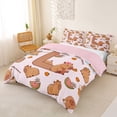 thumbnail image 3 of Erosebridal Kawaii Capybara Letter Monogrammed L Queen Duvet Cover Set For Boys Girls,Cute Food Fruit Food Animal Bedding For Kids,3 Pieces,No Comforter,Pink Reversible, 3 of 6