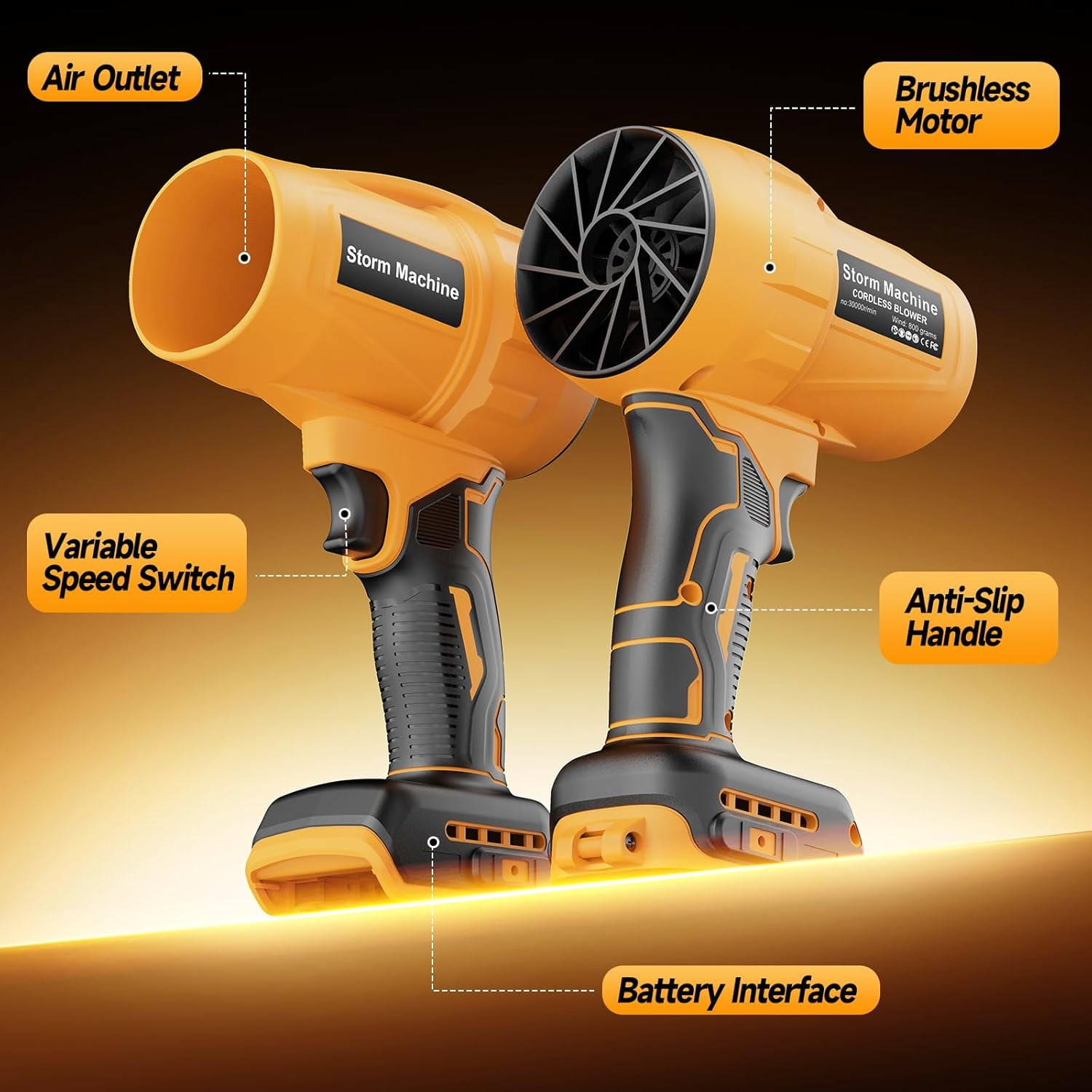 Electric Cordless Leaf Blower Dust Blower for DEWALT 20V Battery, High-Speed Motor Handheld Jet Fan Air Blower for Patio Cleaning, Lawn Care, Blowing Leaves and Dust (No Battery/Charger)