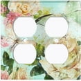 thumbnail image 3 of Metal Light Switch Plate Outlet Cover Flower White Rose Teal Wallpaper ROS014, 3 of 13
