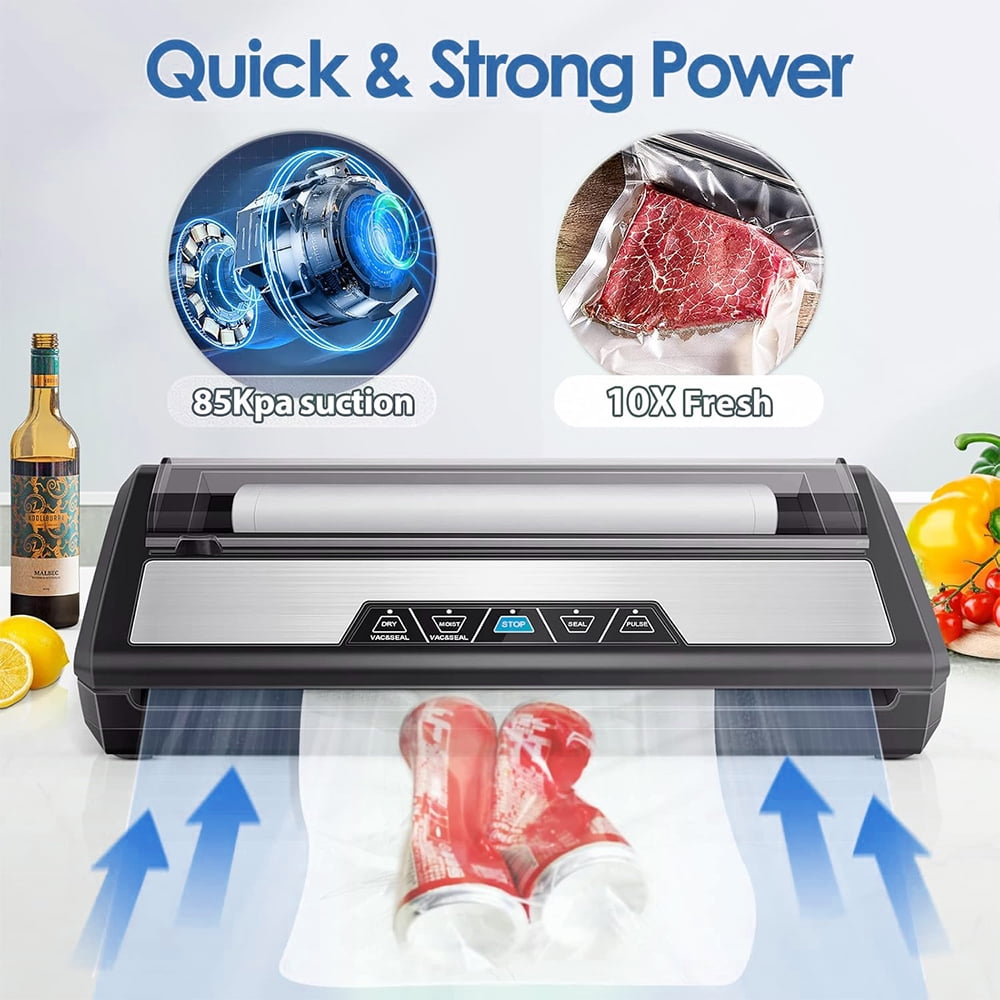 Vacuum Sealer Machine, 80Kpa Automatic Food Sealer with Multiple Modes,Built-in Cutter,2 Rolls of Vacuum Seal Bags Included