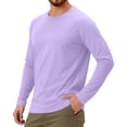 thumbnail image 3 of WTOBBY Men's Raglan Sleeve Sports Top in Solid Color with Long Sleeve Design for Active Wear Lightweight and Comfortable Athletic Shirt for Training ,Light Purple L, 3 of 6