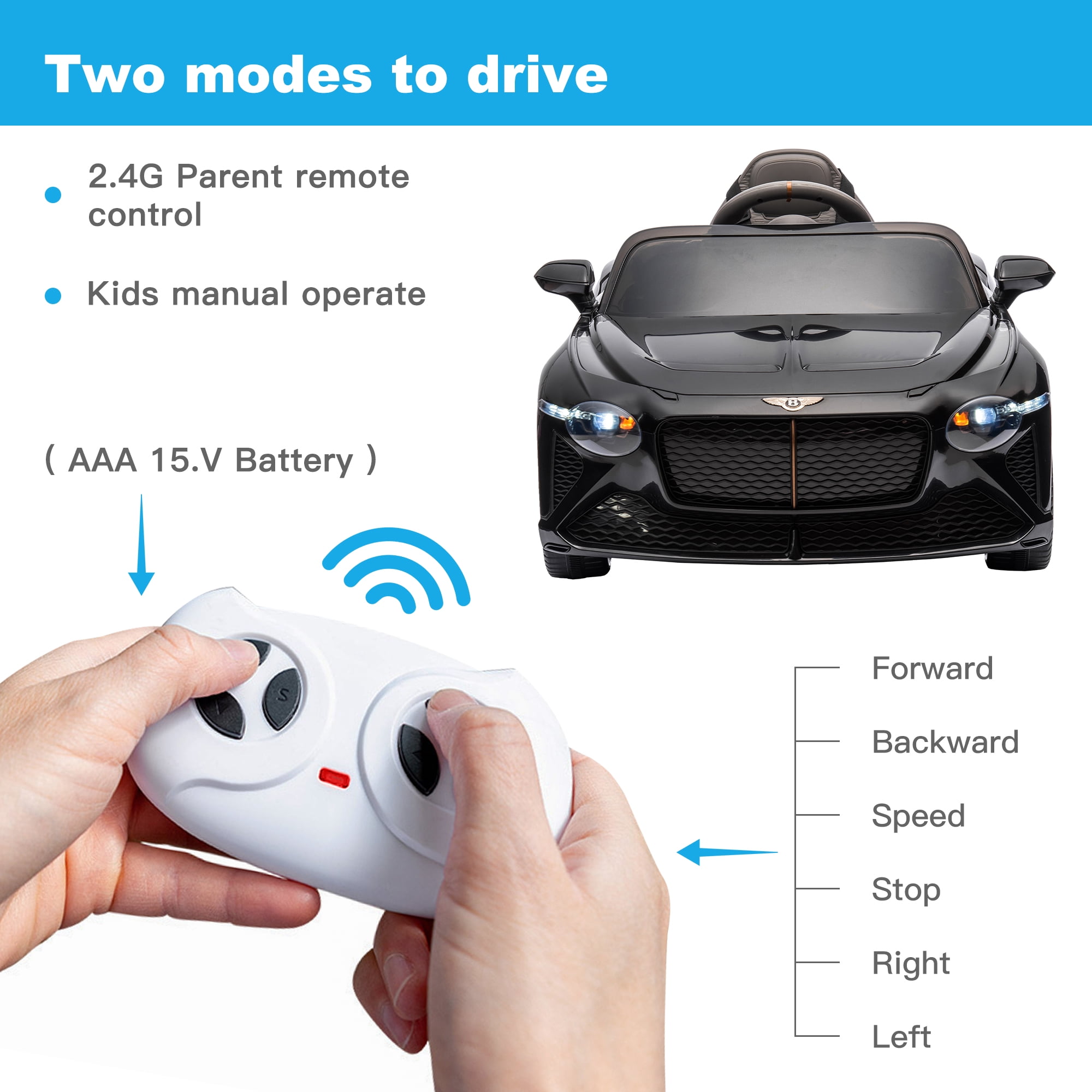 CIPACHO Licensed Bentley Mulsanne 12 V Kids Electric Ride On Cars Battery Powered Sports Car Toy, Parents Control, Sound System, Black CIPACHO Licensed Bentley Mulsanne 12 V Kids Electric Ride On Cars Battery Powered Sports Car Toy, Parents Control, Sound System, Black