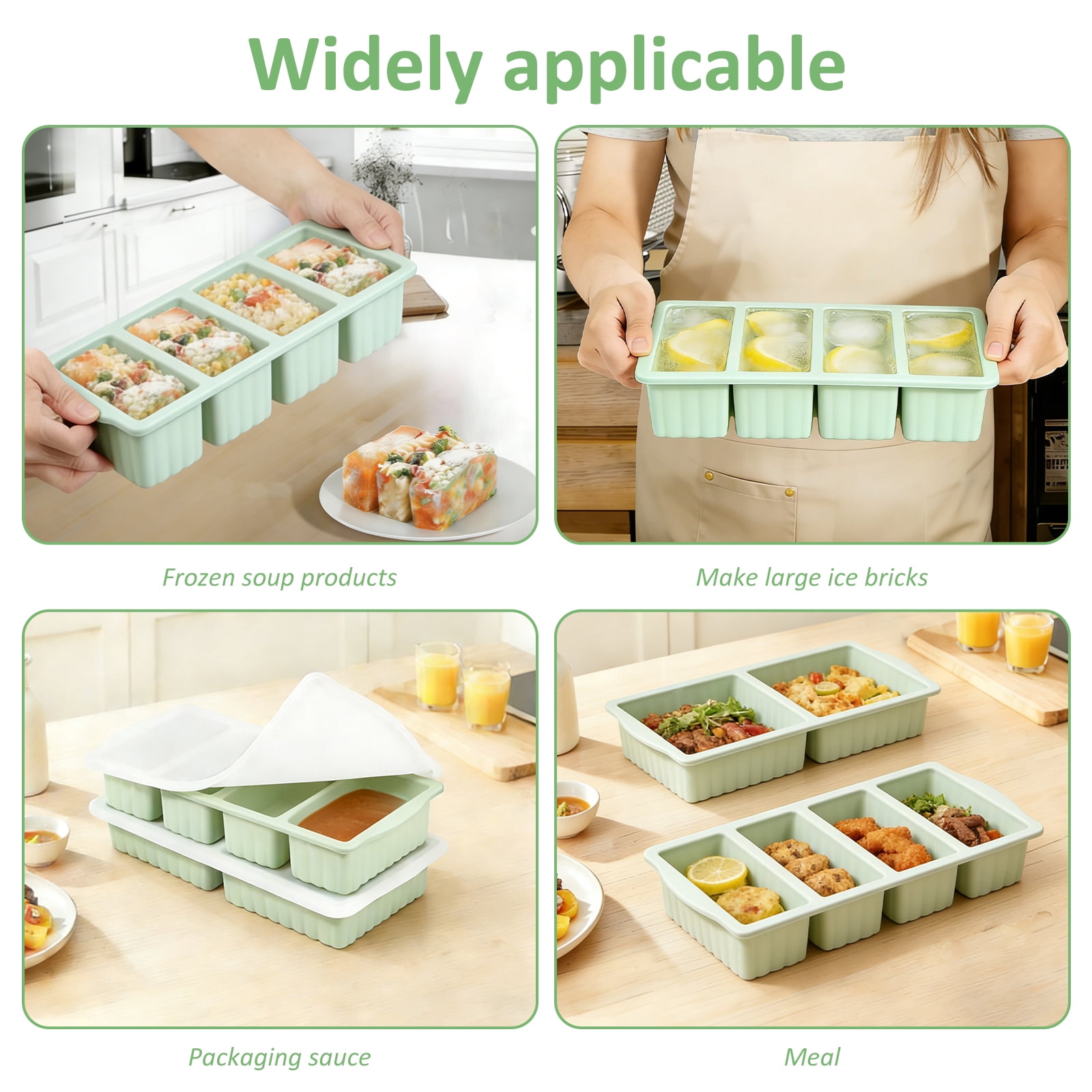 FYJUCPA Silicone Freezer Tray with Lid, 2Pcs Soup Freezer Container Mold Ice Cube Tray Set, Portion Control Meal Prep Oven Dishwasher Safe