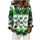thumbnail image 3 of Tops de Manga Larga de las Mujeres Casual St Patrick'S Day Unisex Imprimir Botón Arriba Blusa de Cuello Giratorio Tops de Manga Larga de las Mujeres de Moda, 3 of 6