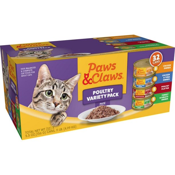 Paws and Claws Adult/Kitten Minced Chicken, Tuna and Turkey Wet Cat