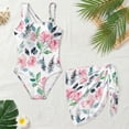 thumbnail image 4 of SEANATIVE Girls Swimsuit and Cover Up Set One Piece Bathing Suit See-Through Mesh Skirt, 2 Piece Back Cut Out Design Swimwear, Size 11-12 Years, Pink Floral White, 4 of 7