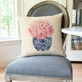 thumbnail image 4 of Blue and Pink Floral Pillow Cover 18x18 Inch Chinoiserie Porcelain Ginger Jar Grand Millenial Outdoor Farmhouse Decorations Decorative Throw Pillows Cases for Home Living Room Couch Decor, 4 of 6